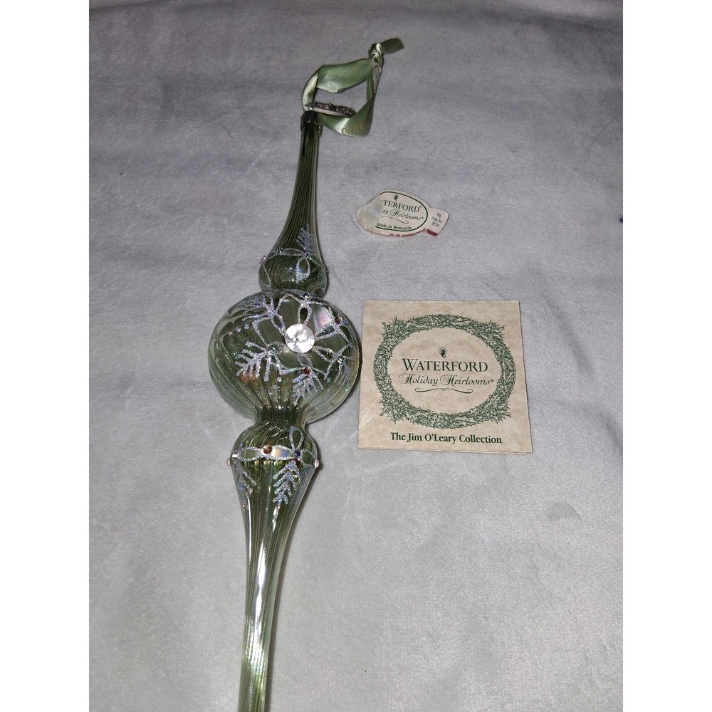 Vintage Waterford Holiday Heirloom Jim O'Leary Romania Glass Finial Ornament 10"